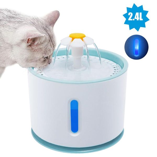 2.4l matic cat water fountain electric led mute drinker feeder dog cat water drinking fountain bowl usb pet water d bbyjfo