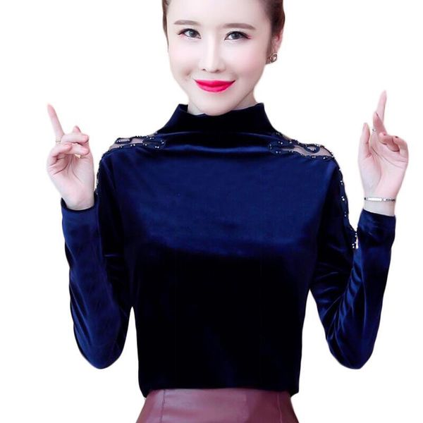 women's blouses & shirts vintage velour blouse women long sleeve turtleneck fashion lace patchwork diamonds blusas mujer de moda 2021, White
women's blouses & shirts vintage velour blouse women long sleeve turtleneck fashion lace patchwork diamonds blusas mujer de moda 2021, White