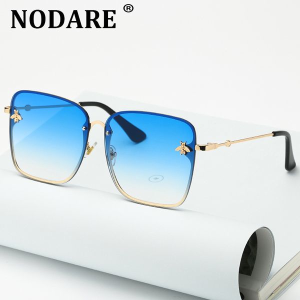 retro square bee sunglasses women brand designer metal frame oversized rimless sun glasses fashion gradient shades oculos uv400, White;black
retro square bee sunglasses women brand designer metal frame oversized rimless sun glasses fashion gradient shades oculos uv400, White;black