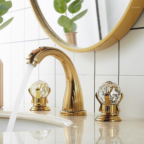 basin faucets mixer gold brass bathroom sink faucet 3 holes crystal double handle and cold water gold bathroom bathtub taps1
basin faucets mixer gold brass bathroom sink faucet 3 holes crystal double handle and cold water gold bathroom bathtub taps1