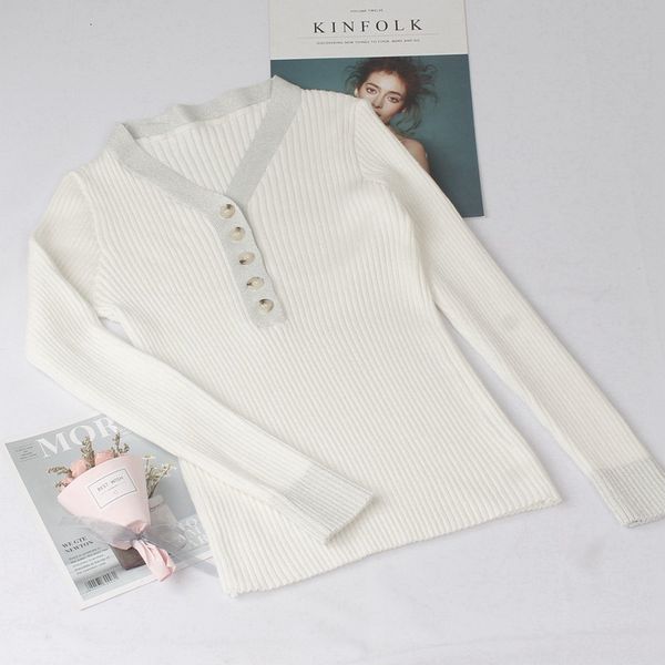 2021 new glitter v neck women autumn winter warm pullover jumper fashion basic rib female sweater 7myv, White;black
2021 new glitter v neck women autumn winter warm pullover jumper fashion basic rib female sweater 7myv, White;black