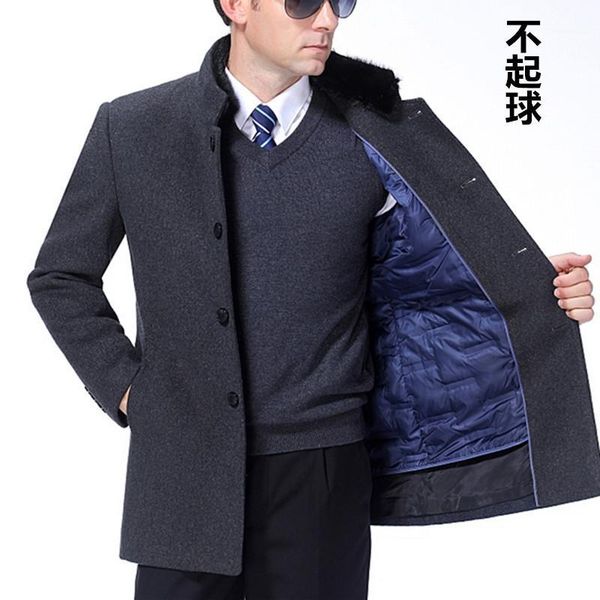 authentic men's cashmere coat medium length mink collar stand collar thickened woollen windbreaker coat father's winter1, Black
authentic men's cashmere coat medium length mink collar stand collar thickened woollen windbreaker coat father's winter1, Black