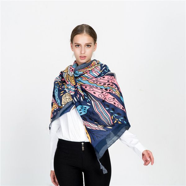 2020 autumn new sunscreen shawl scarf cartoon leaf vine pattern cotton hemp tassel scarf, Blue;gray
2020 autumn new sunscreen shawl scarf cartoon leaf vine pattern cotton hemp tassel scarf, Blue;gray