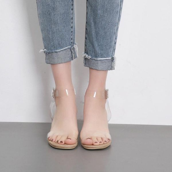 women shoes new square heeled buckle strap pvc transparent sandals wedding schoenen vrouw sandalias de verano para mujer1, Black
women shoes new square heeled buckle strap pvc transparent sandals wedding schoenen vrouw sandalias de verano para mujer1, Black