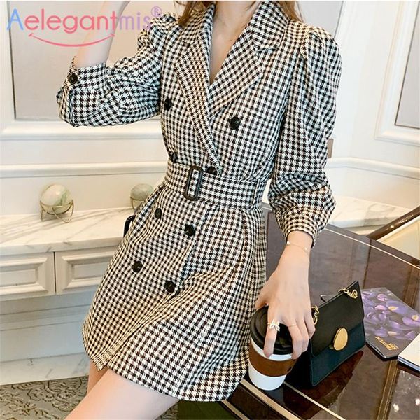 aelegantmis stylish office lady elegant women brown houndstooth blazer dress sashes korean female double breasted dress retro, Black;gray
aelegantmis stylish office lady elegant women brown houndstooth blazer dress sashes korean female double breasted dress retro, Black;gray