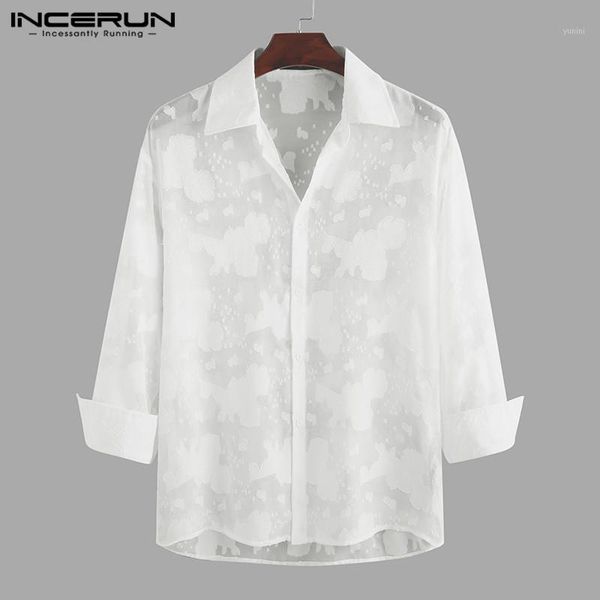 men mesh shirt long sleeve lapel loose party nightclub 2020 transparent blouse streetwear fashion camisa masculina incerun1, White;black
men mesh shirt long sleeve lapel loose party nightclub 2020 transparent blouse streetwear fashion camisa masculina incerun1, White;black