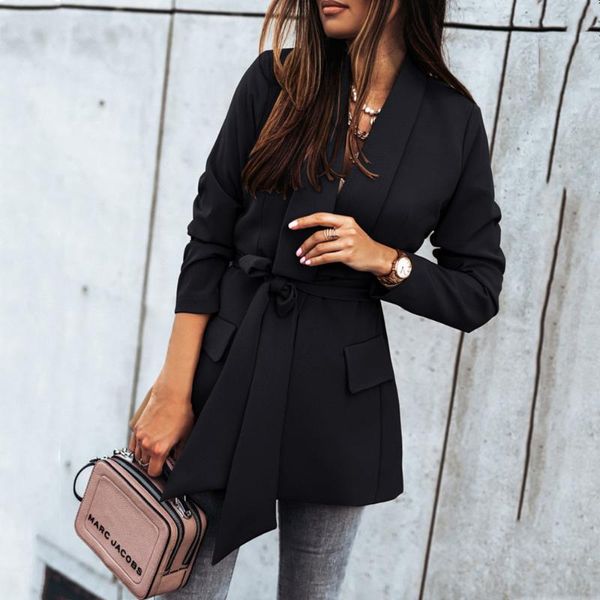 women's suits & blazers autumn clothes 2021 fall women solid color long sleeve lapel lace up suit fashion slim office-wear blazer jacke, White;black
women's suits & blazers autumn clothes 2021 fall women solid color long sleeve lapel lace up suit fashion slim office-wear blazer jacke, White;black