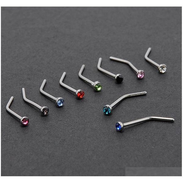 10pc/lot white/multicolor women stainless steel nose studs rings l shaped stainless steel crystal nose septum piercing body jewelry 0fur2, Silver
10pc/lot white/multicolor women stainless steel nose studs rings l shaped stainless steel crystal nose septum piercing body jewelry 0fur2, Silver