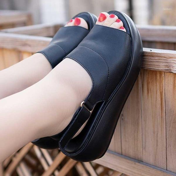 women's sandals genuine leather platform sandal 2021 summer thick sole high heels ladies sandal summer shoes for women1, Black
women's sandals genuine leather platform sandal 2021 summer thick sole high heels ladies sandal summer shoes for women1, Black
