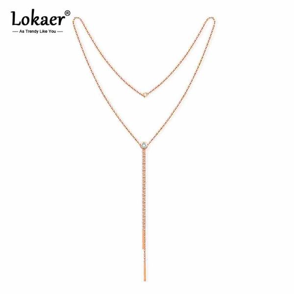 lokaer fashion long stainless steel pendants necklaces jewelry for women rose gold cz crystal sweater chain necklace n17070, Silver
lokaer fashion long stainless steel pendants necklaces jewelry for women rose gold cz crystal sweater chain necklace n17070, Silver