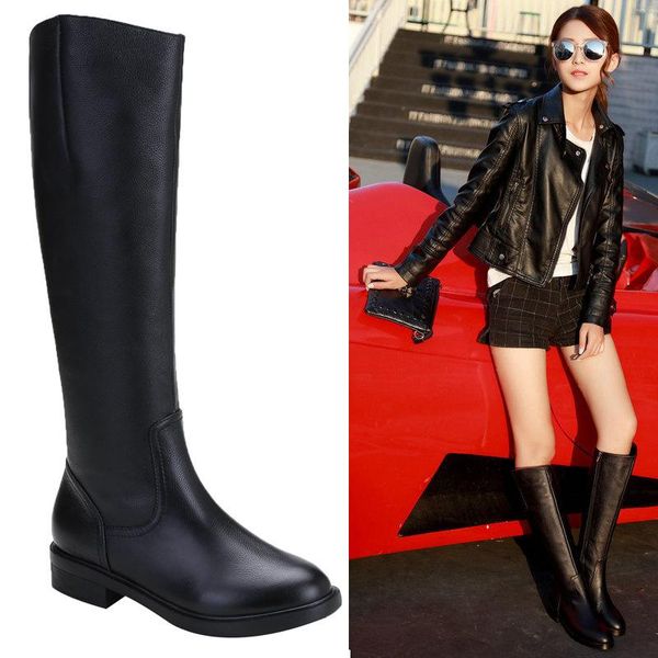 knight boots big tube girth women's boots cowhide high net red motorcycle leather large size, Black
knight boots big tube girth women's boots cowhide high net red motorcycle leather large size, Black
