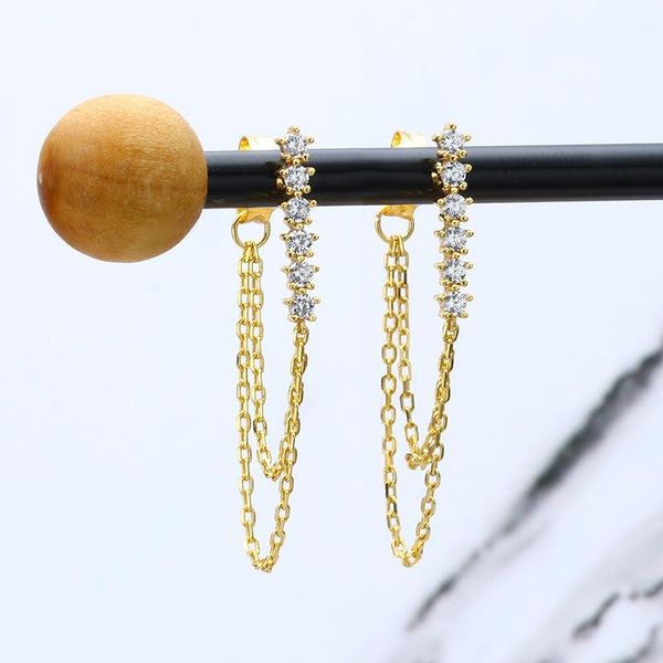 hoop & huggie jewelry sterling ins simple zircon tassel chain earrings for women women's style boucle d'oreille pendientes bijoux, Golden;silver
hoop & huggie jewelry sterling ins simple zircon tassel chain earrings for women women's style boucle d'oreille pendientes bijoux, Golden;silver