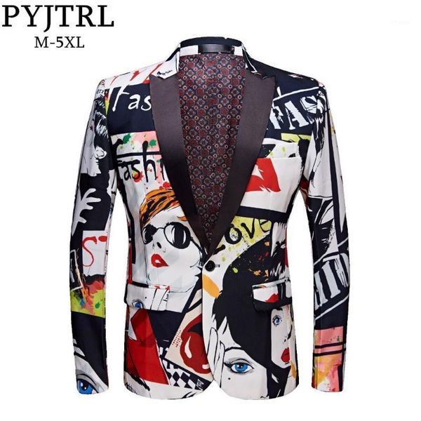 pyjtrl new stylish print mens blazer designs masculino slim fit casual coat singer clothes 2018 veste costume homme suit jacket1, White;black
pyjtrl new stylish print mens blazer designs masculino slim fit casual coat singer clothes 2018 veste costume homme suit jacket1, White;black