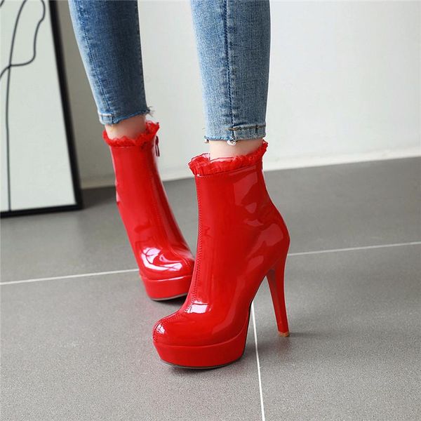 boots ymechic women 2021 fashion platform party wedding shoes high heels lace ruffles faux patent leather stiletto ankle, Black
boots ymechic women 2021 fashion platform party wedding shoes high heels lace ruffles faux patent leather stiletto ankle, Black