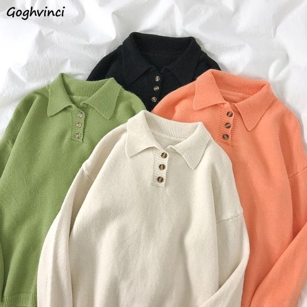 women pullovers turn-down collar button knitted sweaters japanese style vintage all-match daily students streetwear elegant chic, White;black
women pullovers turn-down collar button knitted sweaters japanese style vintage all-match daily students streetwear elegant chic, White;black