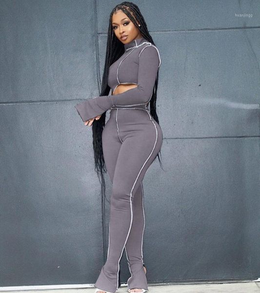 women 2 piece set long sleeve irregular stacked flare pants suit crop tracksuit two piece matching set fitness outfits1, Gray
women 2 piece set long sleeve irregular stacked flare pants suit crop tracksuit two piece matching set fitness outfits1, Gray