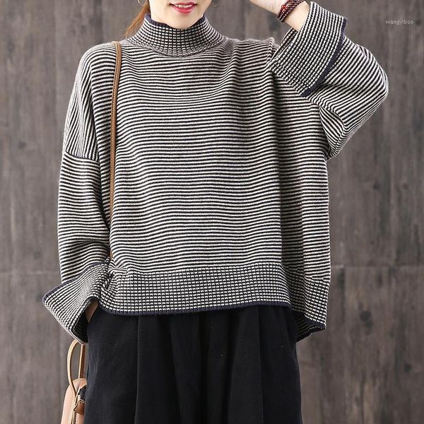 johnature autumn winter loose comfortable plus size half turtleneck stripe pullover sweater 2020 new long sleeve women sweater1, White;black
johnature autumn winter loose comfortable plus size half turtleneck stripe pullover sweater 2020 new long sleeve women sweater1, White;black