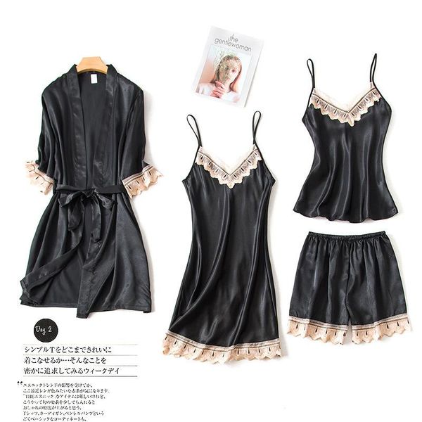 women's sleepwear robe sets women satin dressing gown silk long nightgown home suit kimono bathrobes negligee peignoirs woman night dre, Black;red
women's sleepwear robe sets women satin dressing gown silk long nightgown home suit kimono bathrobes negligee peignoirs woman night dre, Black;red
