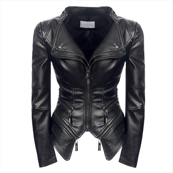 women fashion tide motorcycle style leather jacket 2020 spring autumn female pu coats women outerwear fm021, Black
women fashion tide motorcycle style leather jacket 2020 spring autumn female pu coats women outerwear fm021, Black