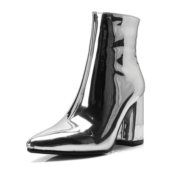 new sliver gold women ankle boots pointed toe chunky high heel boots mirror metallic women pumps female stiletto boots lj201030, Black
new sliver gold women ankle boots pointed toe chunky high heel boots mirror metallic women pumps female stiletto boots lj201030, Black