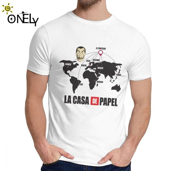 sport leisure man t shirt la casa de papel money heist great anime round collar retro t-shirt