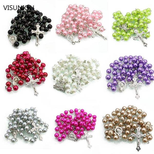 fashion handmade round rosary bead simulation pearls cross religious maliya jesus pendants necklace, Silver
fashion handmade round rosary bead simulation pearls cross religious maliya jesus pendants necklace, Silver