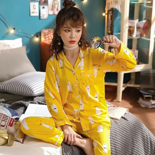 july's song cotton 2 pieces pajamas set women new printed colorful sleepwear long sleeve pajamas female sleep homewear y200425, Black;red
july's song cotton 2 pieces pajamas set women new printed colorful sleepwear long sleeve pajamas female sleep homewear y200425, Black;red