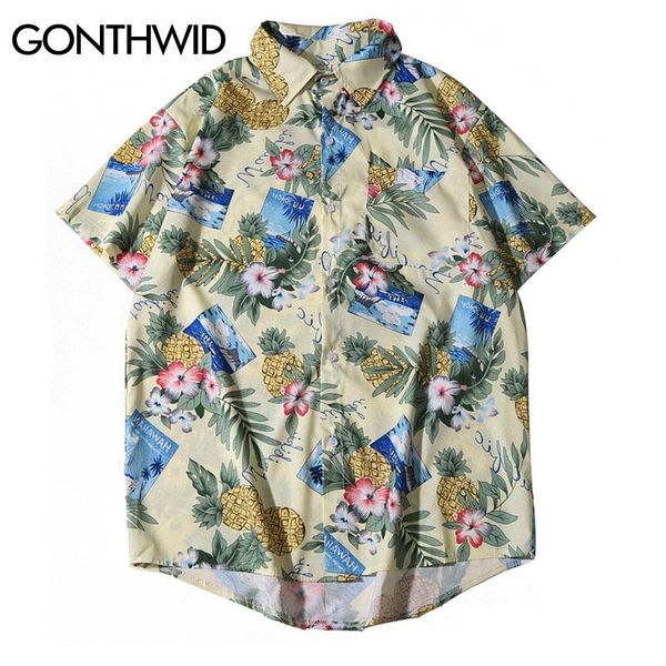 gonthwid pineapple flowers leaf print short sleeve hawaiian shirts summer casual floral button tropical beach hawaii camp shirt, White;black
gonthwid pineapple flowers leaf print short sleeve hawaiian shirts summer casual floral button tropical beach hawaii camp shirt, White;black