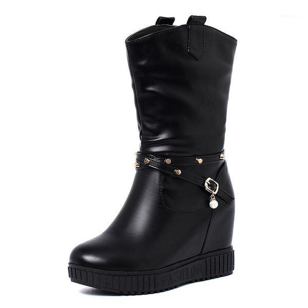 strap pearl wedge heel platform mid-calf boots warm inner lining waterproof platform mid-boots inner height rivet shoes1, Black
strap pearl wedge heel platform mid-calf boots warm inner lining waterproof platform mid-boots inner height rivet shoes1, Black