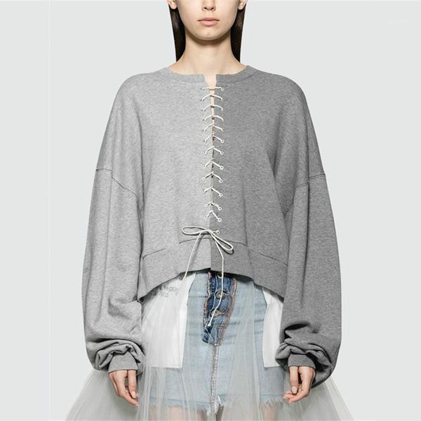 grey bat long sleeve round neck cross strap tie color plus woman sweatshirt casual simple fashion 2020 winter new k7581, Black
grey bat long sleeve round neck cross strap tie color plus woman sweatshirt casual simple fashion 2020 winter new k7581, Black