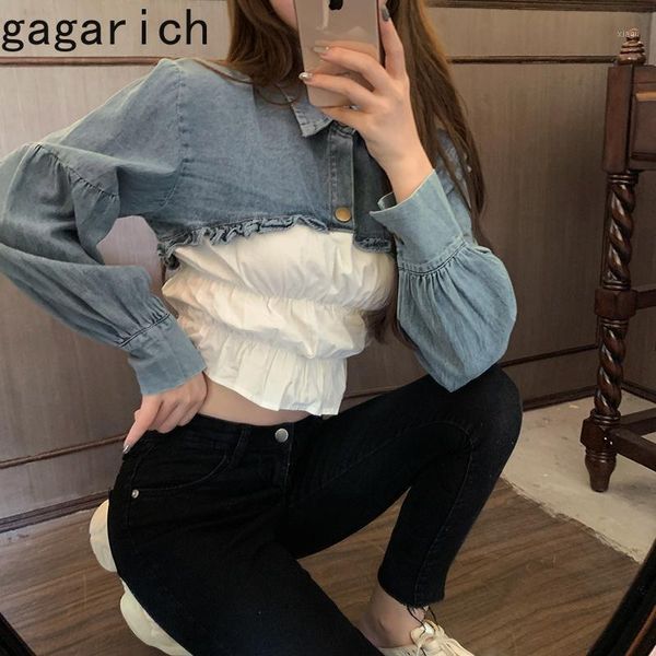 gagarich retro stitched denim shirt women korean style fashion temperament slim autumn long sleeve versatile short blouse1, White
gagarich retro stitched denim shirt women korean style fashion temperament slim autumn long sleeve versatile short blouse1, White