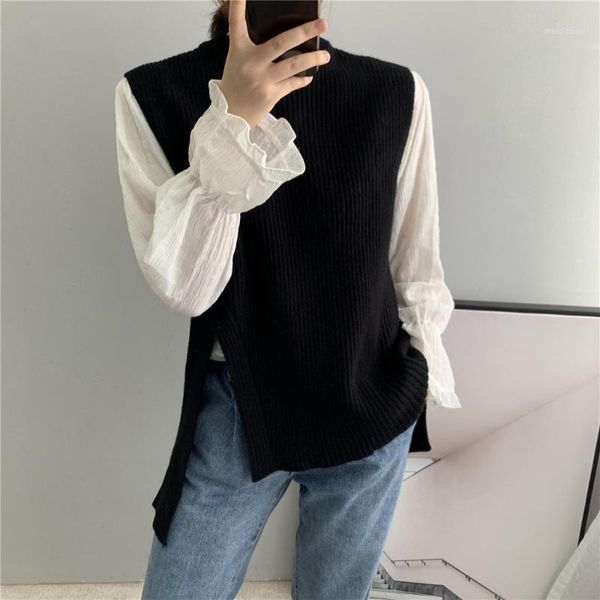 2020 new spring and autumn sweater vest women sleeveless knitted irregular pullvers female casual vests ns18721, White;black
2020 new spring and autumn sweater vest women sleeveless knitted irregular pullvers female casual vests ns18721, White;black