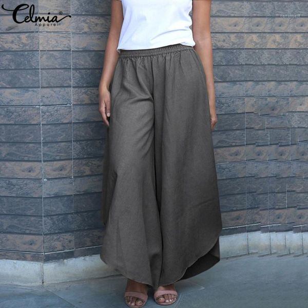 women's pants & capris s-5xl celmia 2021 women asymmetrical long bottom plus size ladies casual solid wide leg pant elegant loose elast, Black;white
women's pants & capris s-5xl celmia 2021 women asymmetrical long bottom plus size ladies casual solid wide leg pant elegant loose elast, Black;white