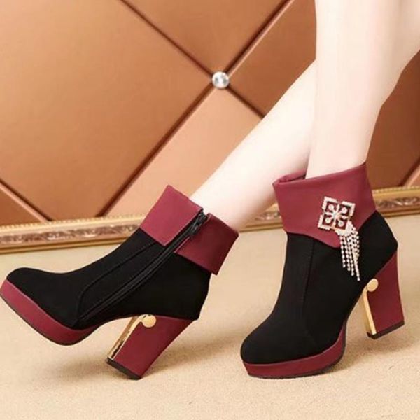2020 high heels winter women shoes crystals chains fashion elegant office ladies platform ankle boots, Black
2020 high heels winter women shoes crystals chains fashion elegant office ladies platform ankle boots, Black