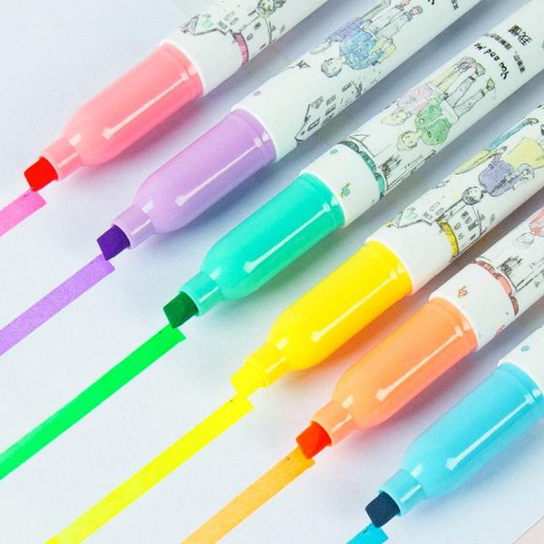 6 pcs 6 color scented large capacity highlighter color stroke line marking hand account pen office supplies student gifts wholes h wmtysk, Black;red
6 pcs 6 color scented large capacity highlighter color stroke line marking hand account pen office supplies student gifts wholes h wmtysk, Black;red