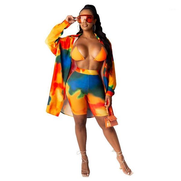 2 pieces women's sets casual tie dye two pieces shorts set women button and shorts suits matching sets two piece outfits1, Gray 
2 pieces women's sets casual tie dye two pieces shorts set women button and shorts suits matching sets two piece outfits1, Gray