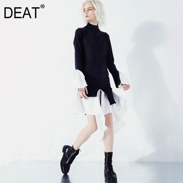 deat women contrast color asymmetrical knitting dress new turtleneck long sleeve loose fit fashion autumn and winter 2020 jo0031, Black;gray
deat women contrast color asymmetrical knitting dress new turtleneck long sleeve loose fit fashion autumn and winter 2020 jo0031, Black;gray