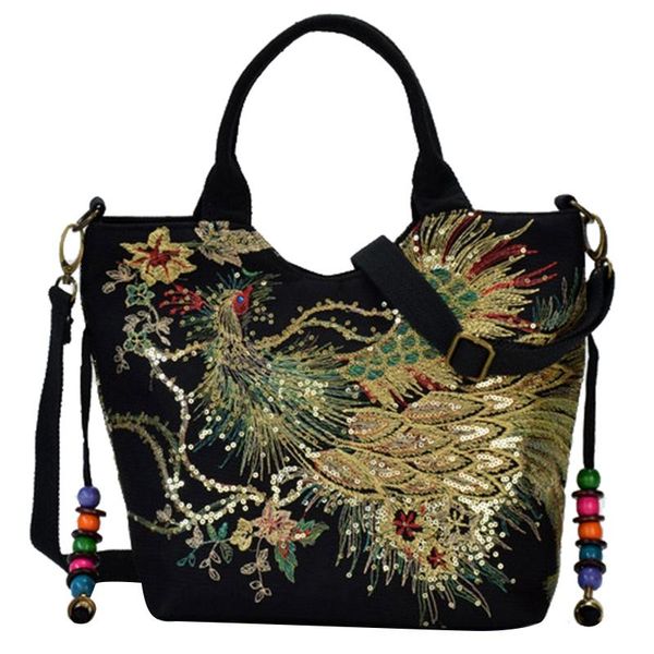shiny sequins peacock embroidered women canvas totes bag, summer shopping shoulder bag vintage beaded string handbag
shiny sequins peacock embroidered women canvas totes bag, summer shopping shoulder bag vintage beaded string handbag