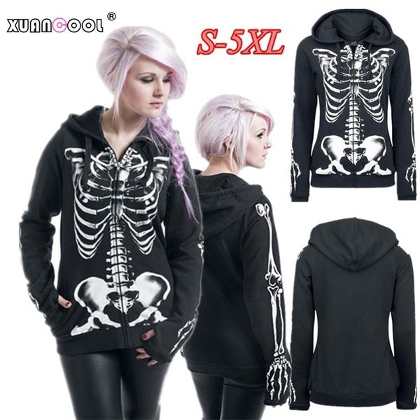 coat women autumn winter long sleeve graphic skeleton skull print harajuku hooded sweatshirts fleece jacket zipper hoodies y200610, Black
coat women autumn winter long sleeve graphic skeleton skull print harajuku hooded sweatshirts fleece jacket zipper hoodies y200610, Black