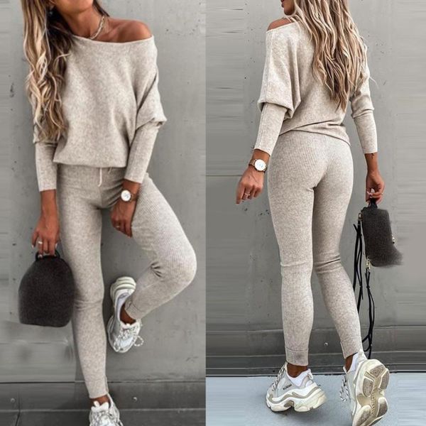 women's tracksuits 2021 sportswear women fashion casual solid one shoulder long pants set sleeve high waist drawstring, Gray
women's tracksuits 2021 sportswear women fashion casual solid one shoulder long pants set sleeve high waist drawstring, Gray