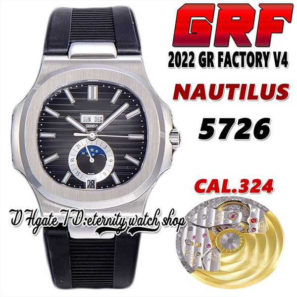 2022 grf v4 5726 cal.324sc a324 automatic mens watch annual calendar moon phase gray textured dial stainless steel case rubber strap super v, Slivery;brown
2022 grf v4 5726 cal.324sc a324 automatic mens watch annual calendar moon phase gray textured dial stainless steel case rubber strap super v, Slivery;brown