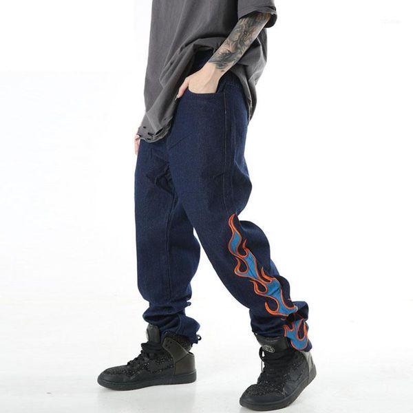 men's jeans flame embroidered men's and high street logo hip straight pants for men1, Blue
men's jeans flame embroidered men's and high street logo hip straight pants for men1, Blue
