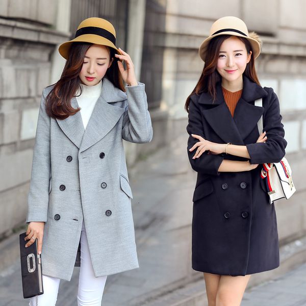 2021 fashion women's autumn winter woolen long loose korean double-breasted lapel wool multi-pocket blends coat, Black
2021 fashion women's autumn winter woolen long loose korean double-breasted lapel wool multi-pocket blends coat, Black