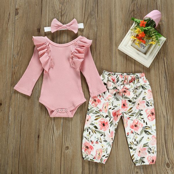 autumn newborn baby girl clothes set pink ruffles knitted long sleeve romper floral pants headband infant clothing outfits lj201223, White
autumn newborn baby girl clothes set pink ruffles knitted long sleeve romper floral pants headband infant clothing outfits lj201223, White