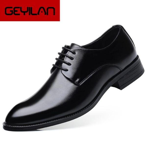 men formal shoes leather lace-up pointed toe patent shoes 38-48 size business for men, Black
men formal shoes leather lace-up pointed toe patent shoes 38-48 size business for men, Black
