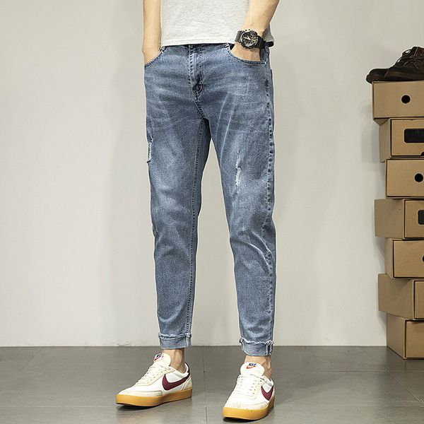 summer 2020 new youth slim fit small leg quarter jeans men's fashion trend harem pants, Blue
summer 2020 new youth slim fit small leg quarter jeans men's fashion trend harem pants, Blue