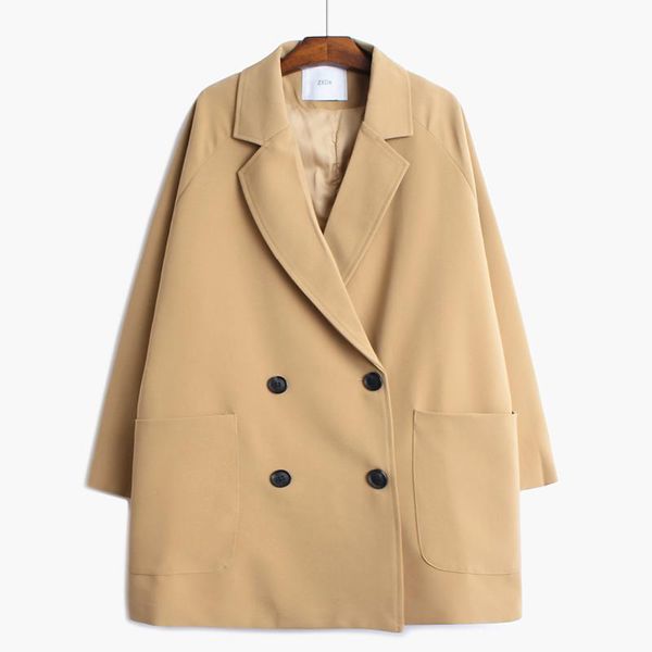 women's suits & blazers british wind small suit autumn 2021 korean loose large casual style coat oversized blazer women, White;black
women's suits & blazers british wind small suit autumn 2021 korean loose large casual style coat oversized blazer women, White;black