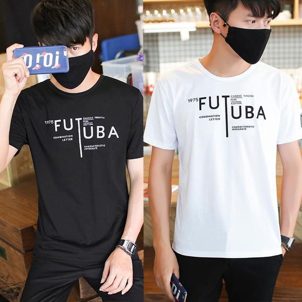 spring and summer men's printed short youth round neck korean slim bottomed shirt student leisure half sleeve t-shirt fashion, White;black
spring and summer men's printed short youth round neck korean slim bottomed shirt student leisure half sleeve t-shirt fashion, White;black