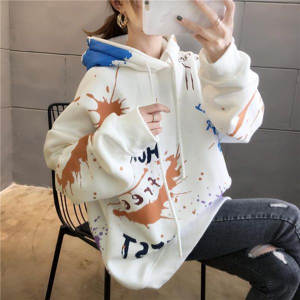 women's hoodies & sweatshirts 2021 long sleeve sweatshirt autumn and winter plush hoodie fashion large clothes with splash ink printing, Black
women's hoodies & sweatshirts 2021 long sleeve sweatshirt autumn and winter plush hoodie fashion large clothes with splash ink printing, Black