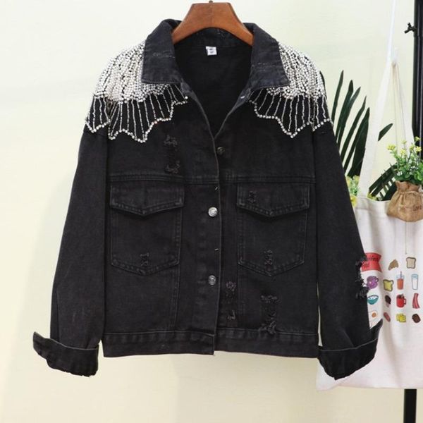 2020 new korean black denim jacket autumn personality back luxurious female coat beading loose streetwear short jean jacket1, Black;brown
2020 new korean black denim jacket autumn personality back luxurious female coat beading loose streetwear short jean jacket1, Black;brown
